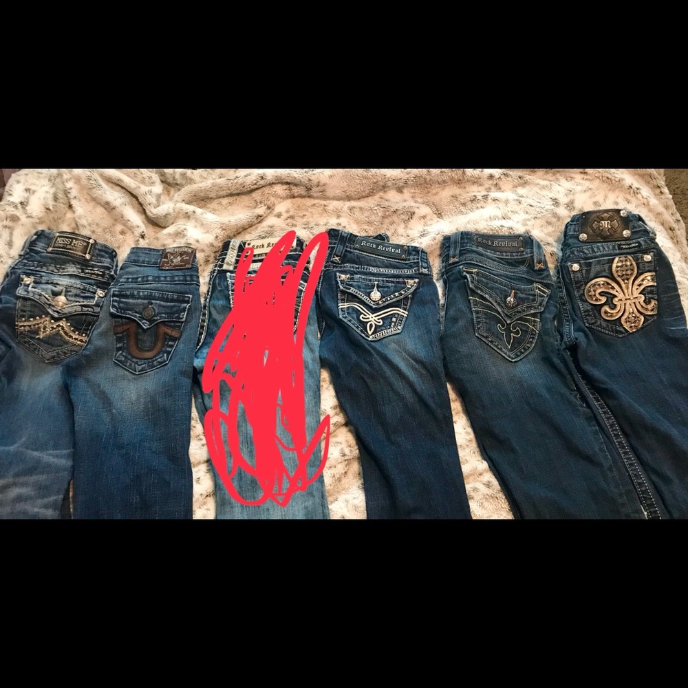 Bundle jeans, rock revival, miss me, true religion